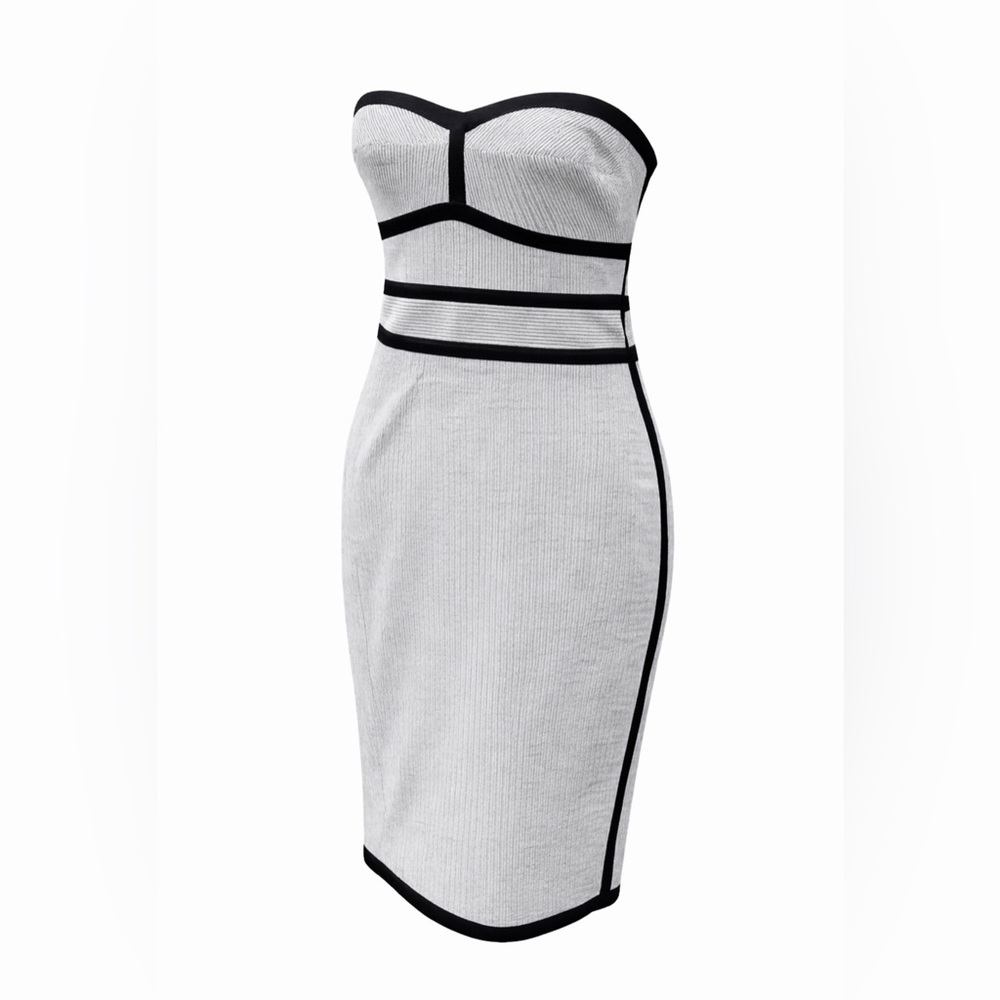 Bebe light grey, white and Black Mini Dress